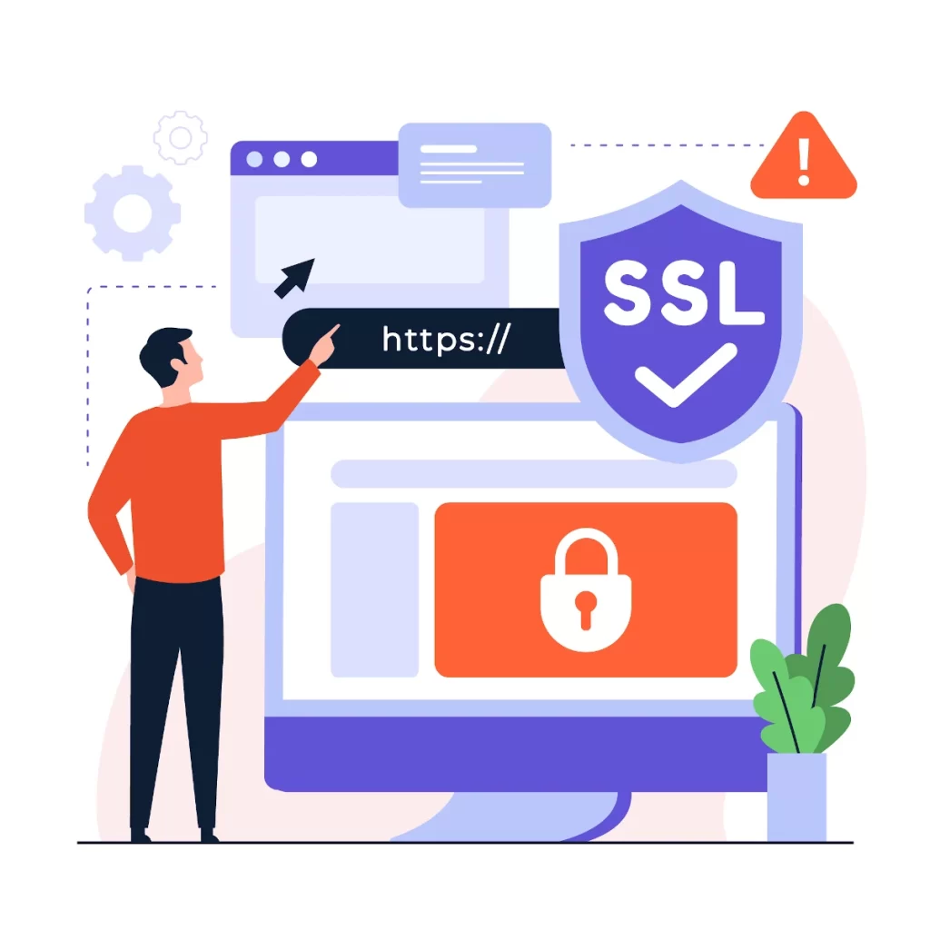 Persona señalando pantalla de computadora mostrando certificado de SSL