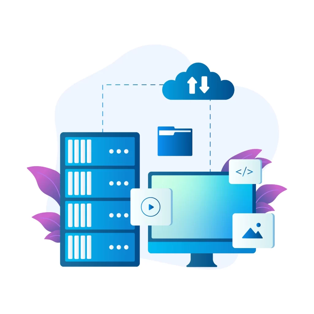 diagrama de un servidor la nube y un pc conectados