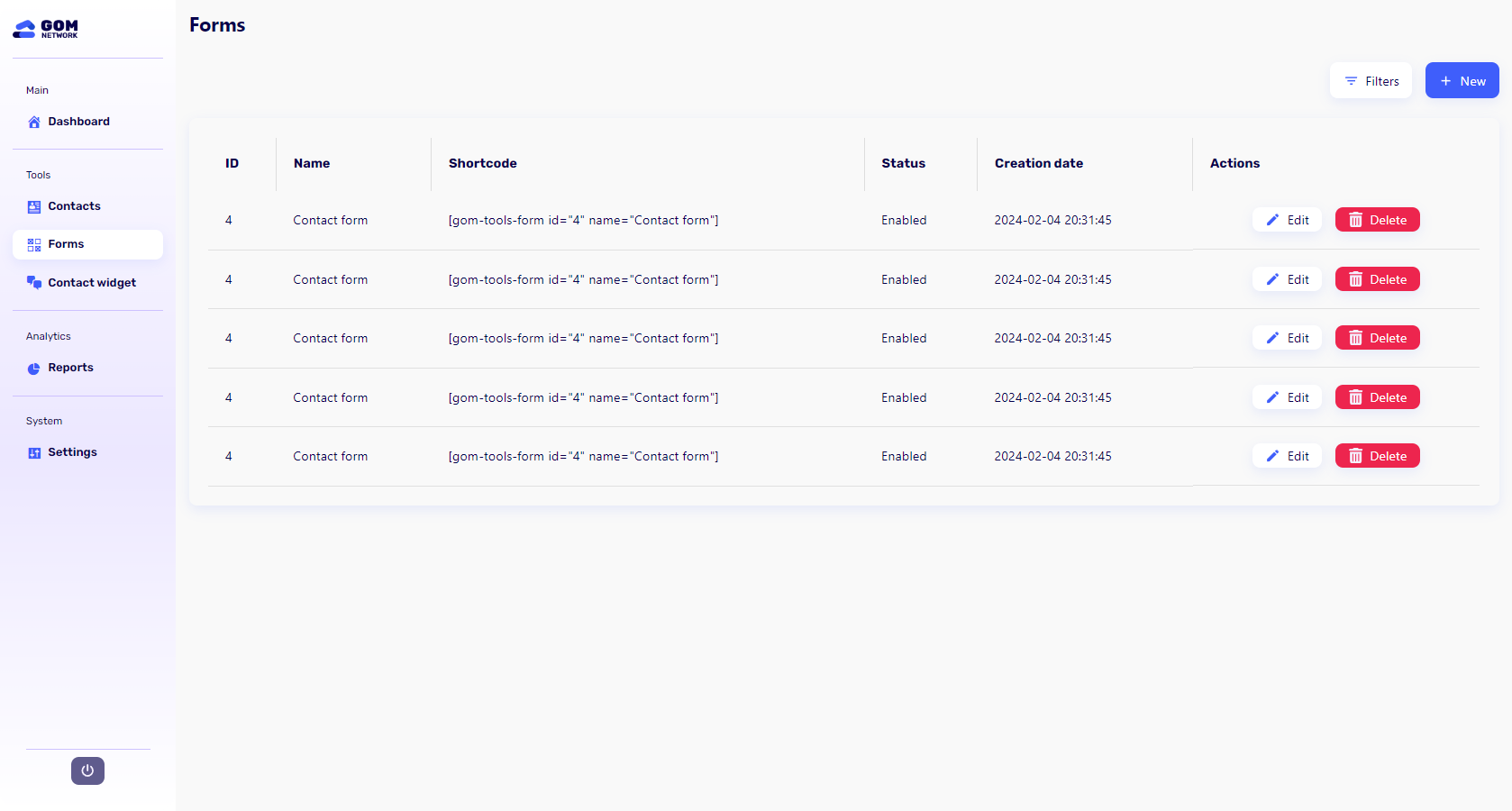 modulo de formularios de gom tools