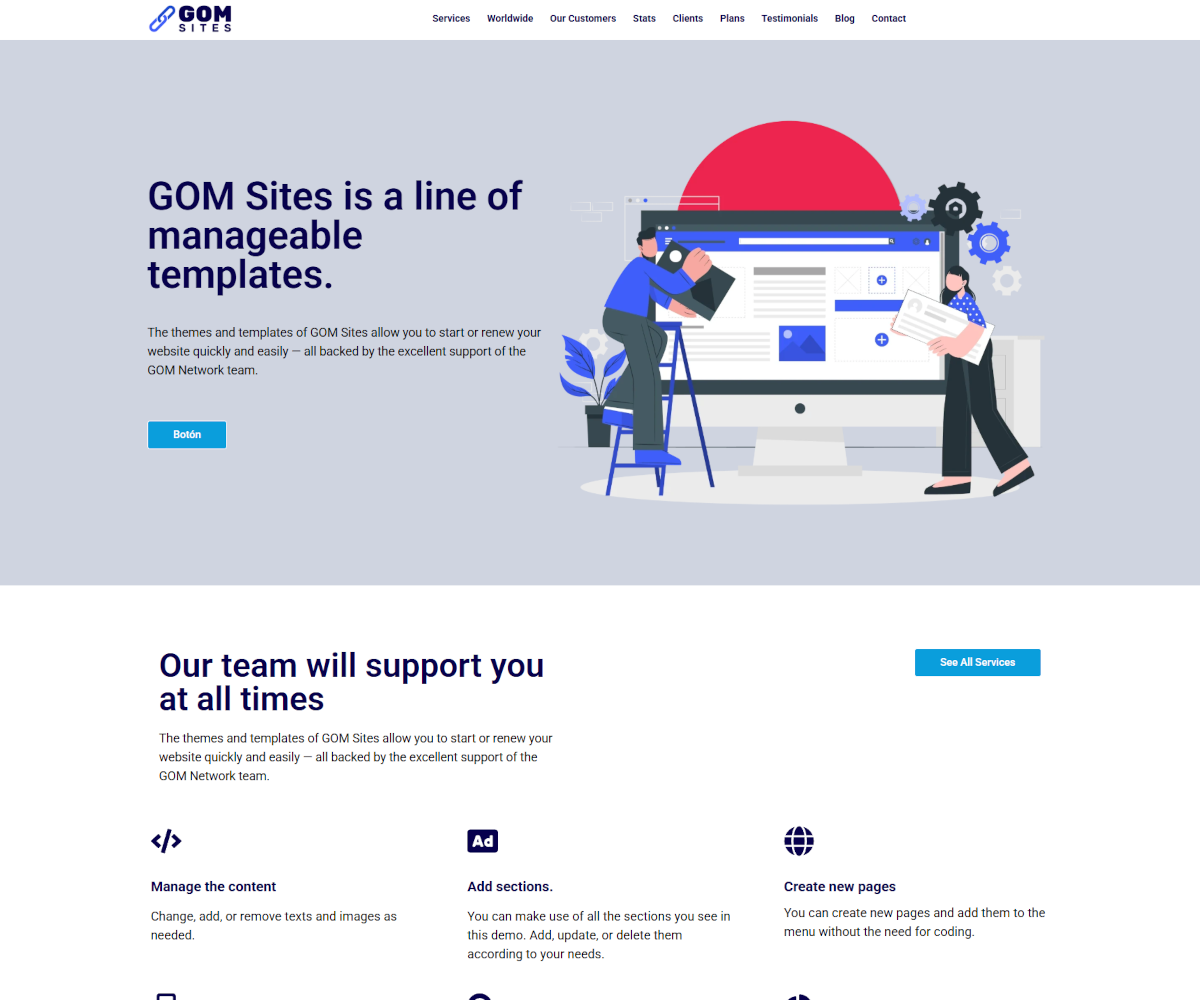 gom sites landing page de servicios